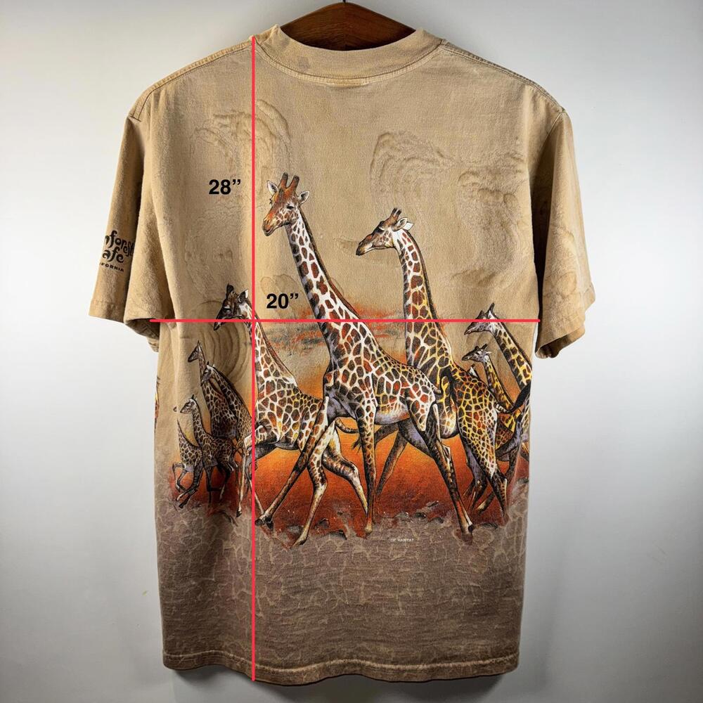 VTG 90’s Rainforest Cafe California Giraffe Graphic T-Shirt - M - Picture 7 of 7
